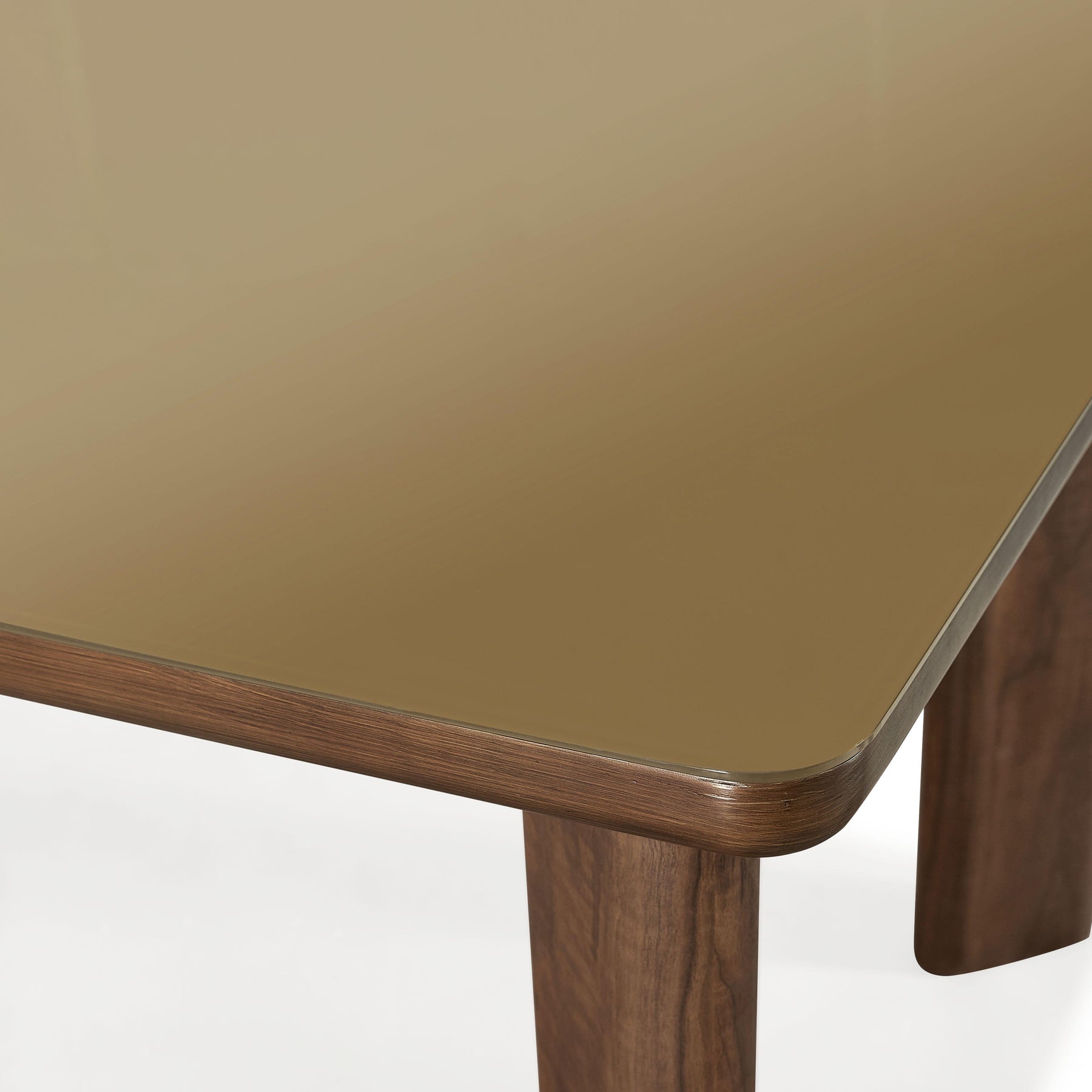 Oani  83" Walnut and Glass Rectangular Dining Table