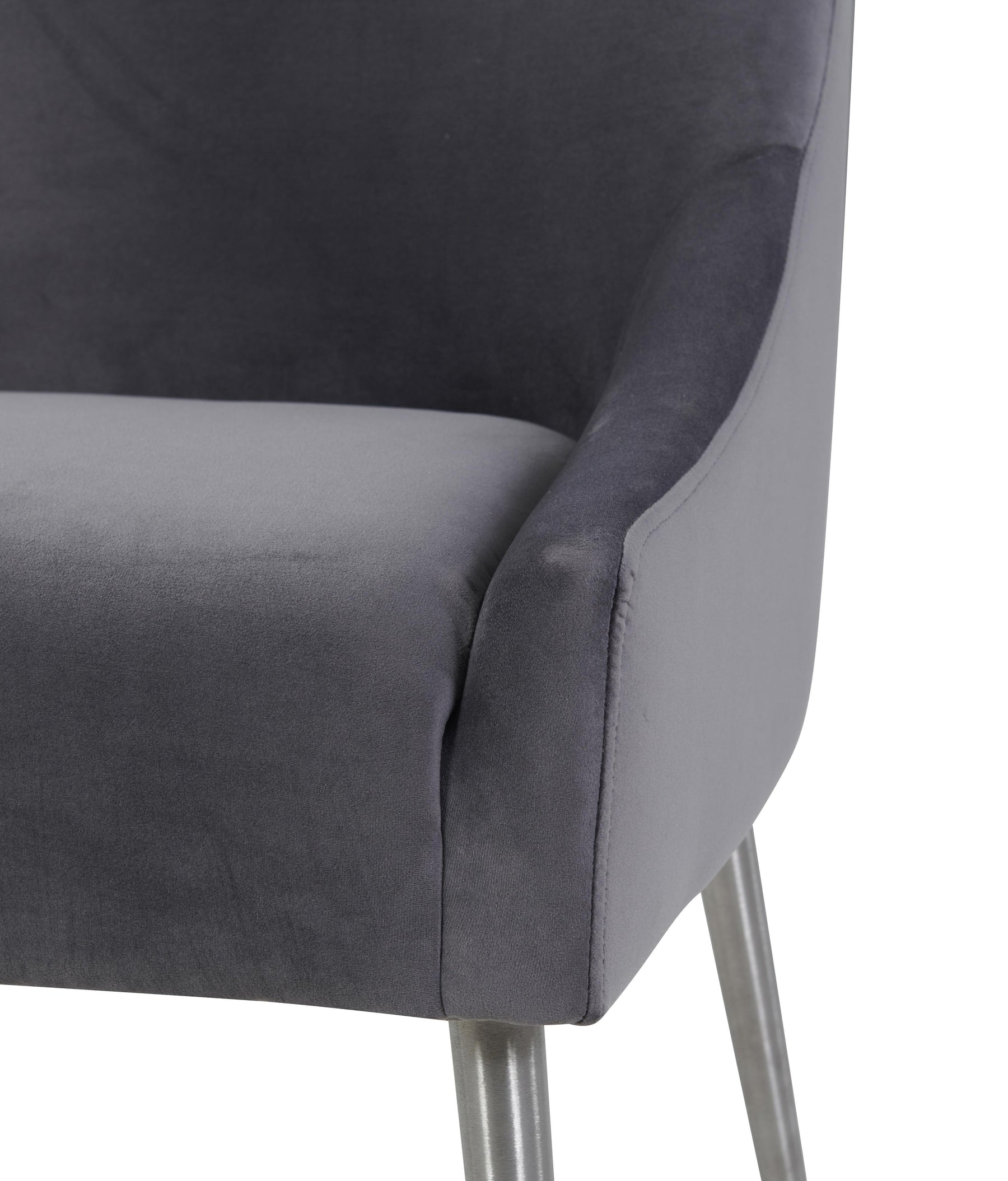 Beatrix Grey Performance Velvet Dining Chair - Silver Legs