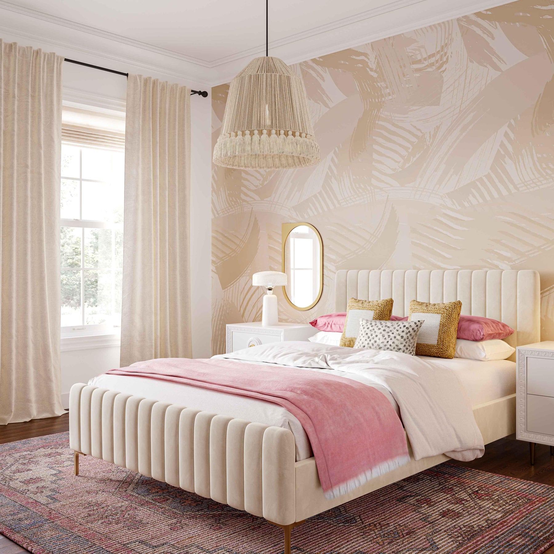 Helen White Cotton Tasseled Pendant Lamp