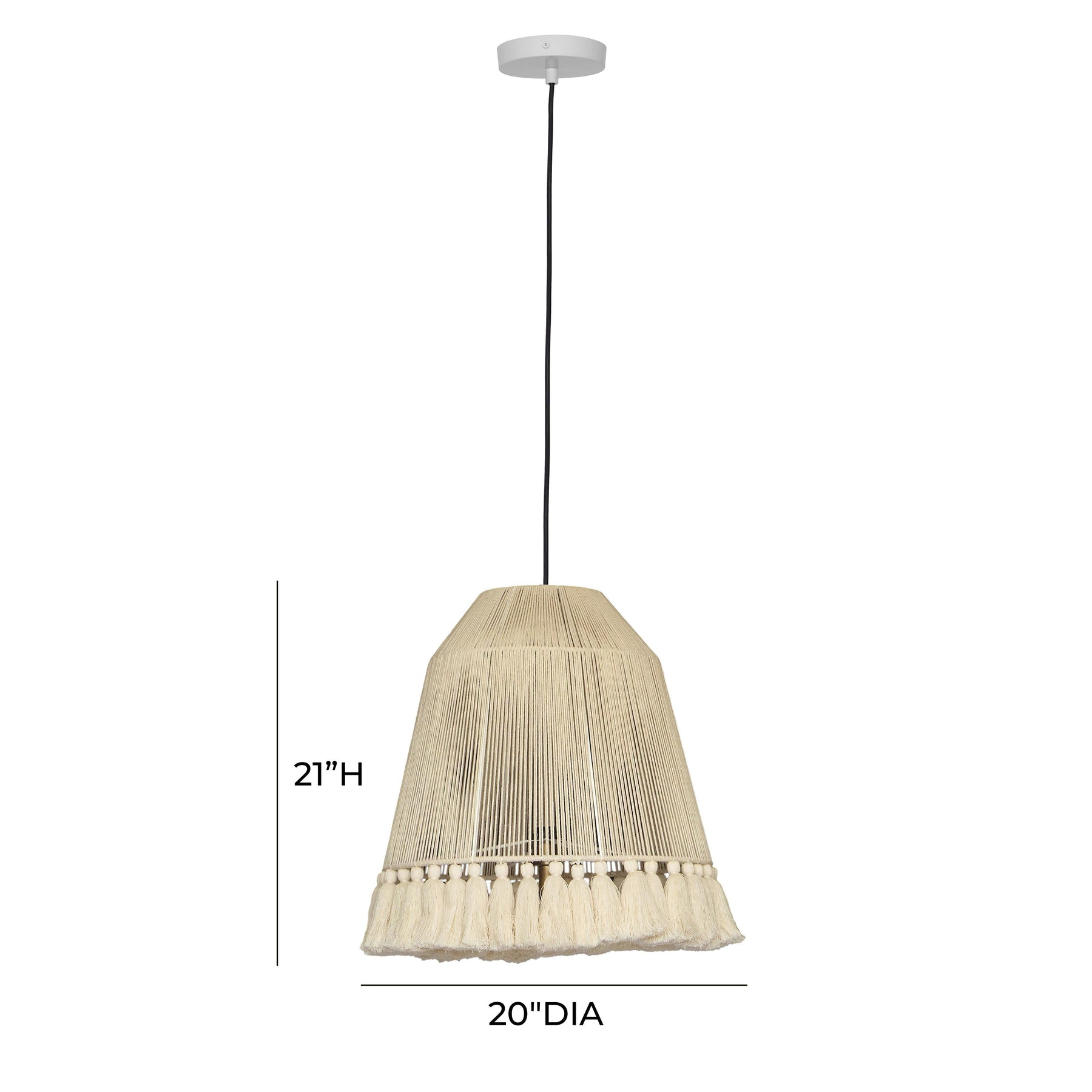 Helen White Cotton Tasseled Pendant Lamp