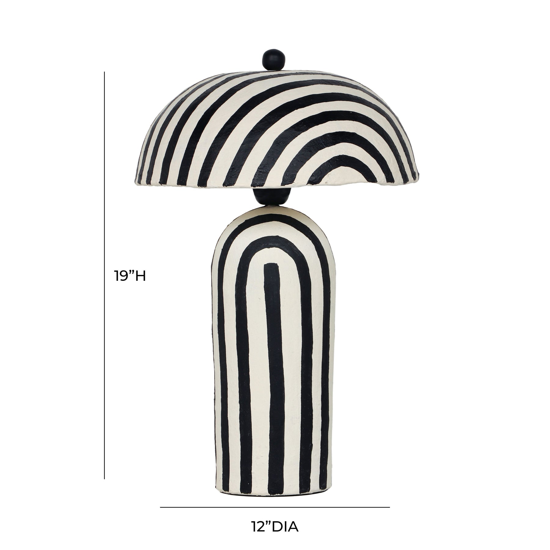 Maiori Striped Papier Mache Table Lamp