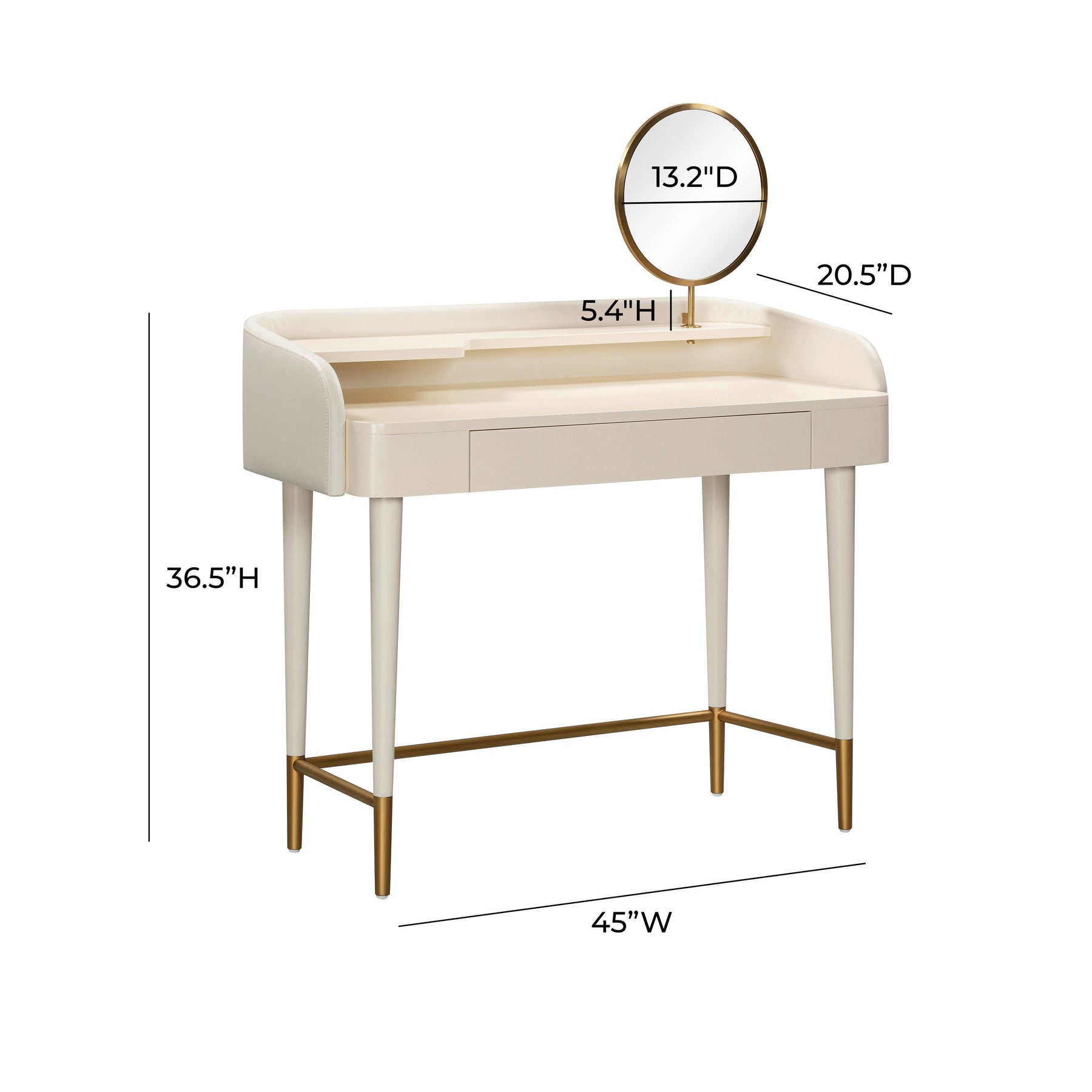 Penelope 45" Vegan Leather Wrapped Vanity Desk With Drawer