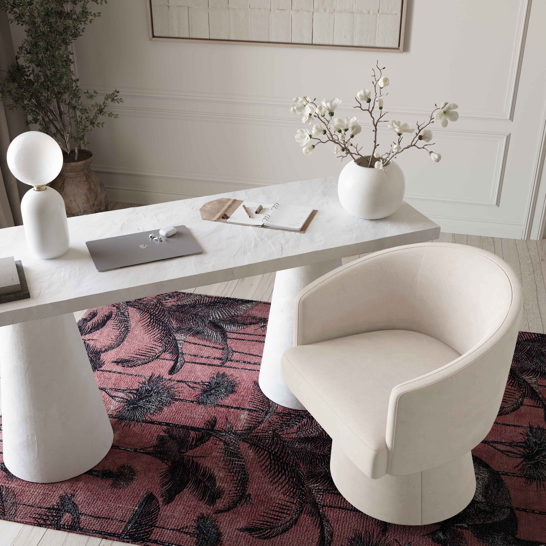 Kristen Upcycled Contract-Grade Chenille Rolling Desk Chair