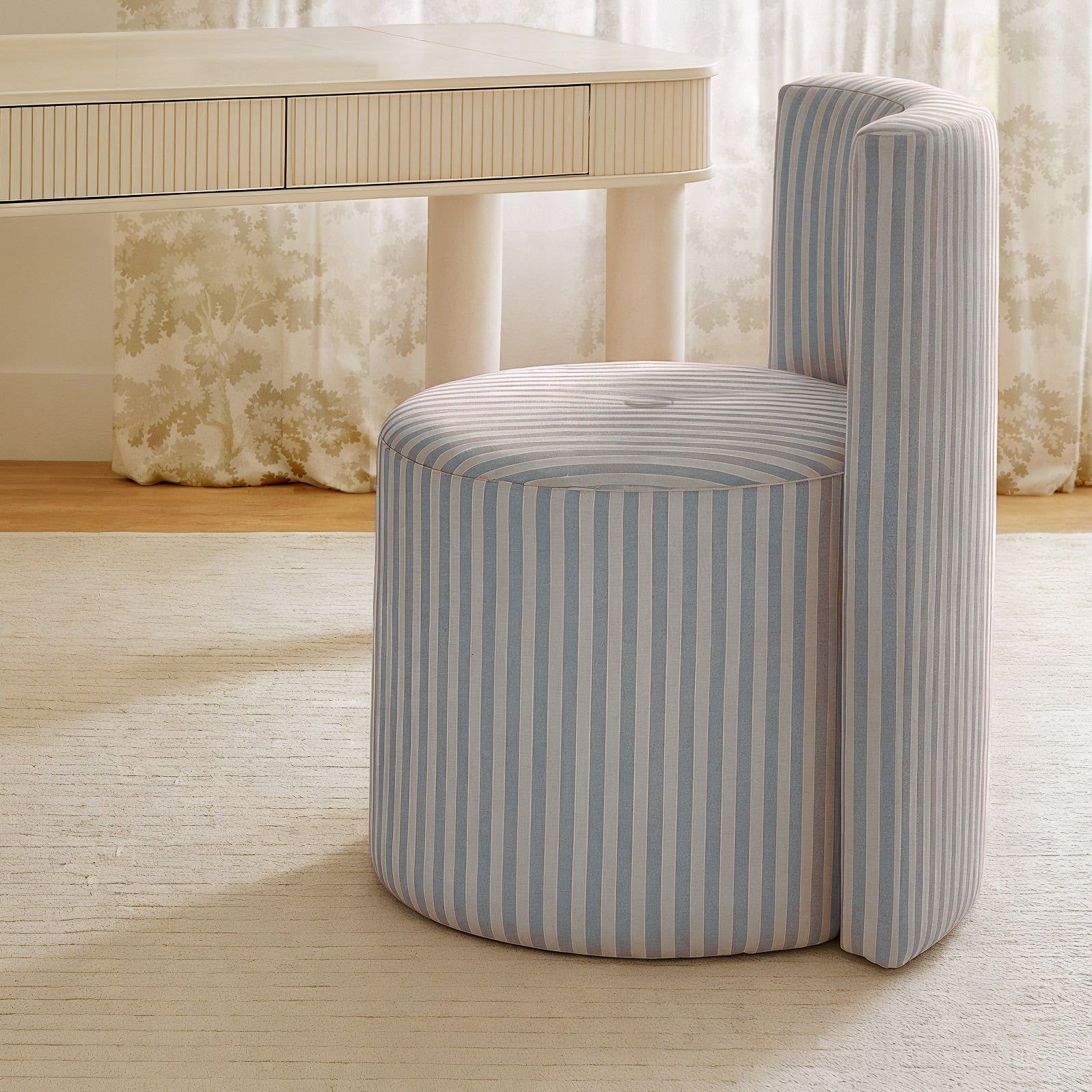 Alyssa Striped Performance Linen Rolling Desk Chair