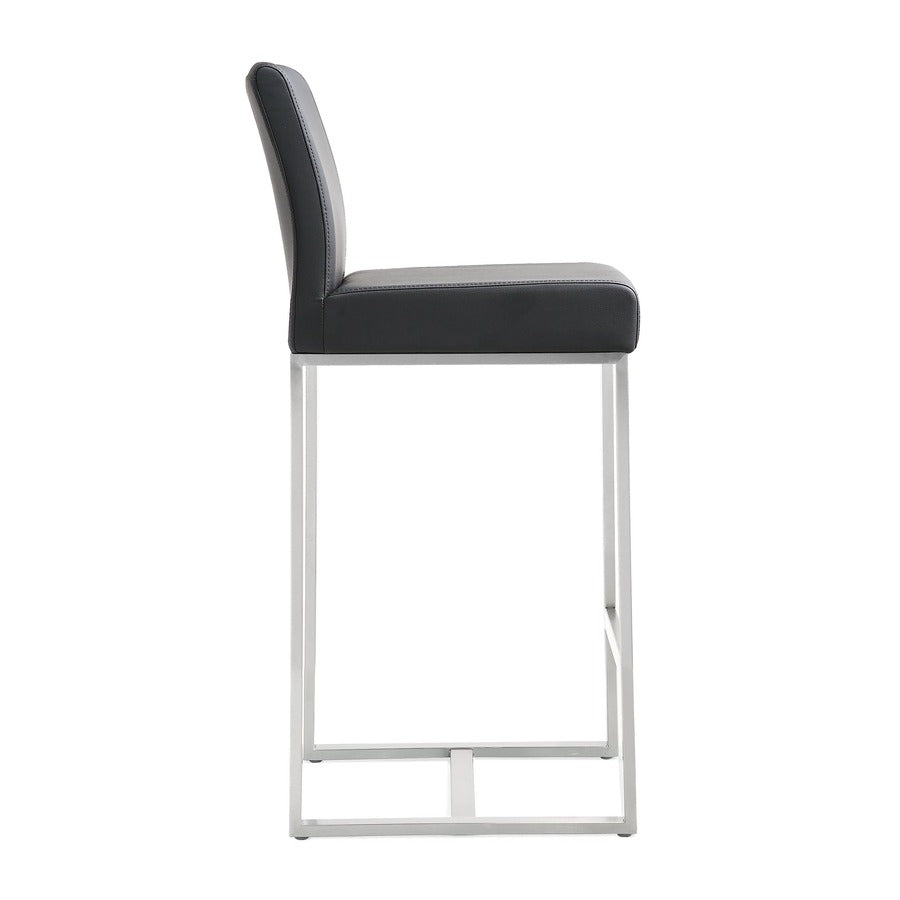 Denmark Performance Vegan Leather Stool with Silver Base - Set of 2