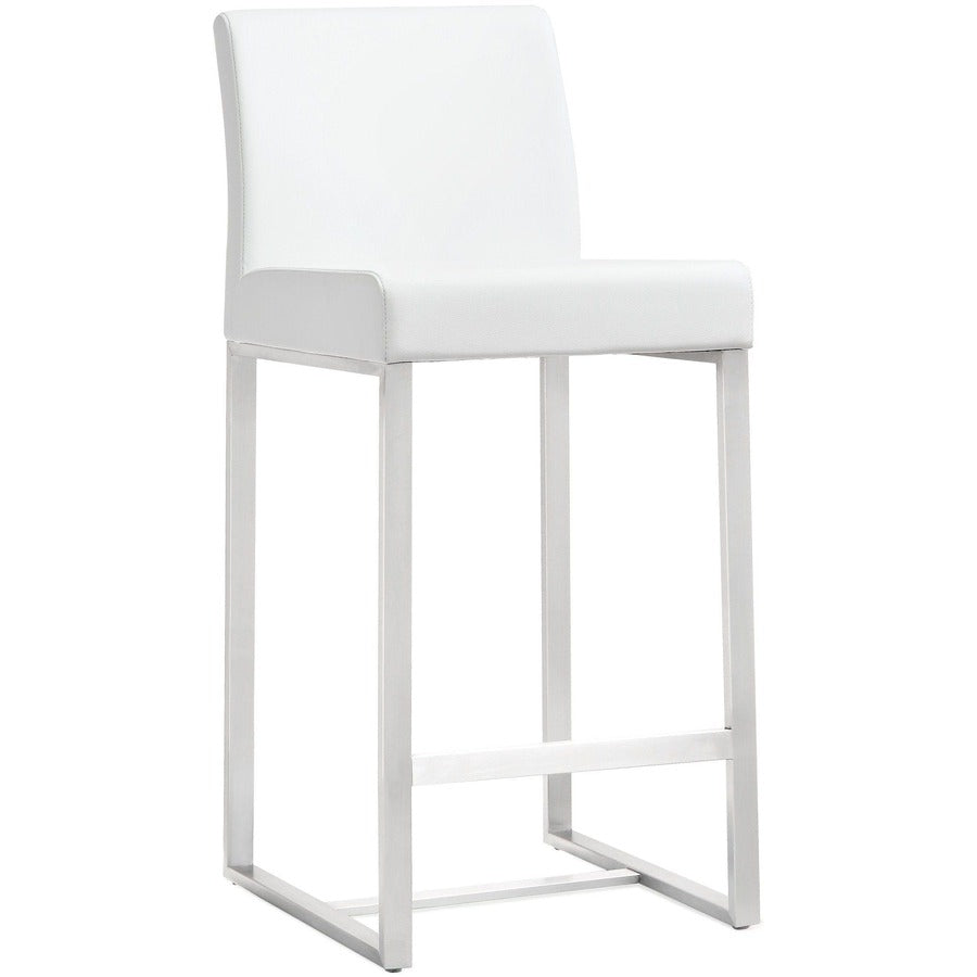 Denmark Performance Vegan Leather Stool with Silver Base - Set of 2