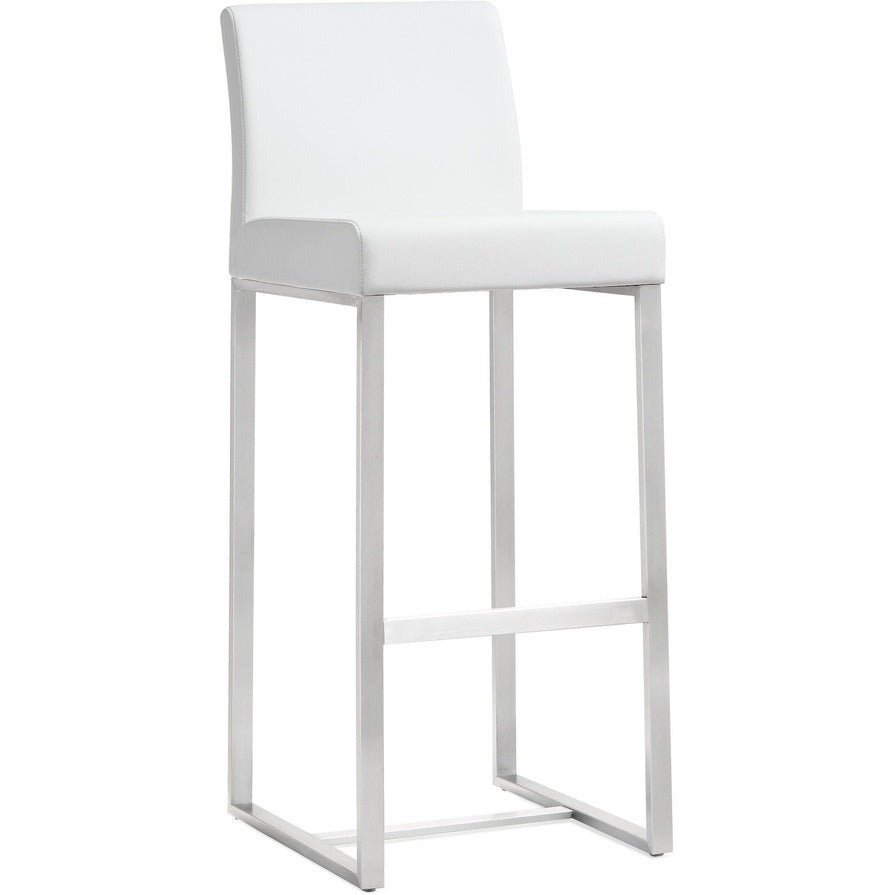 Denmark Performance Vegan Leather Stool with Silver Base - Set of 2