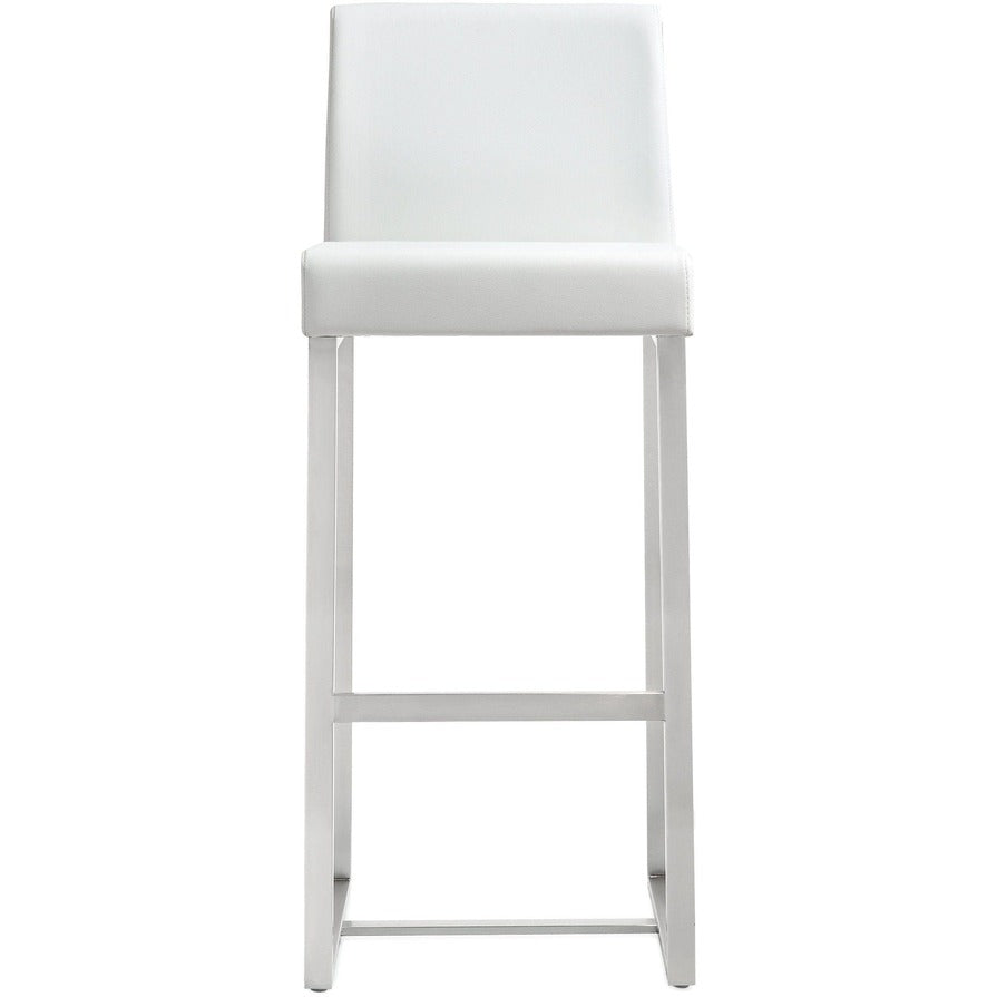 Denmark Performance Vegan Leather Stool with Silver Base - Set of 2