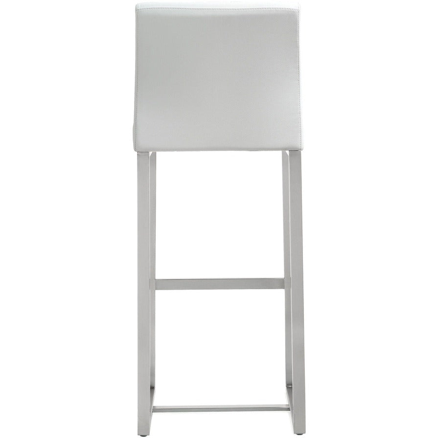 Denmark Performance Vegan Leather Stool with Silver Base - Set of 2