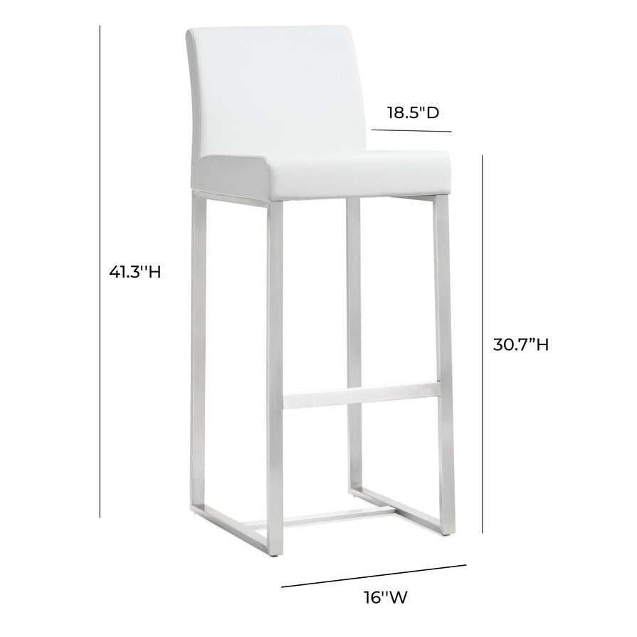 Denmark Performance Vegan Leather Stool with Silver Base - Set of 2