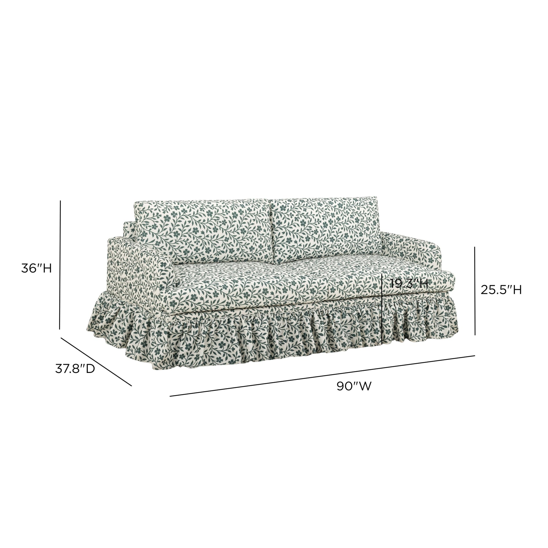 Gertrude 90" Floral Performance Linen Weave Sofa