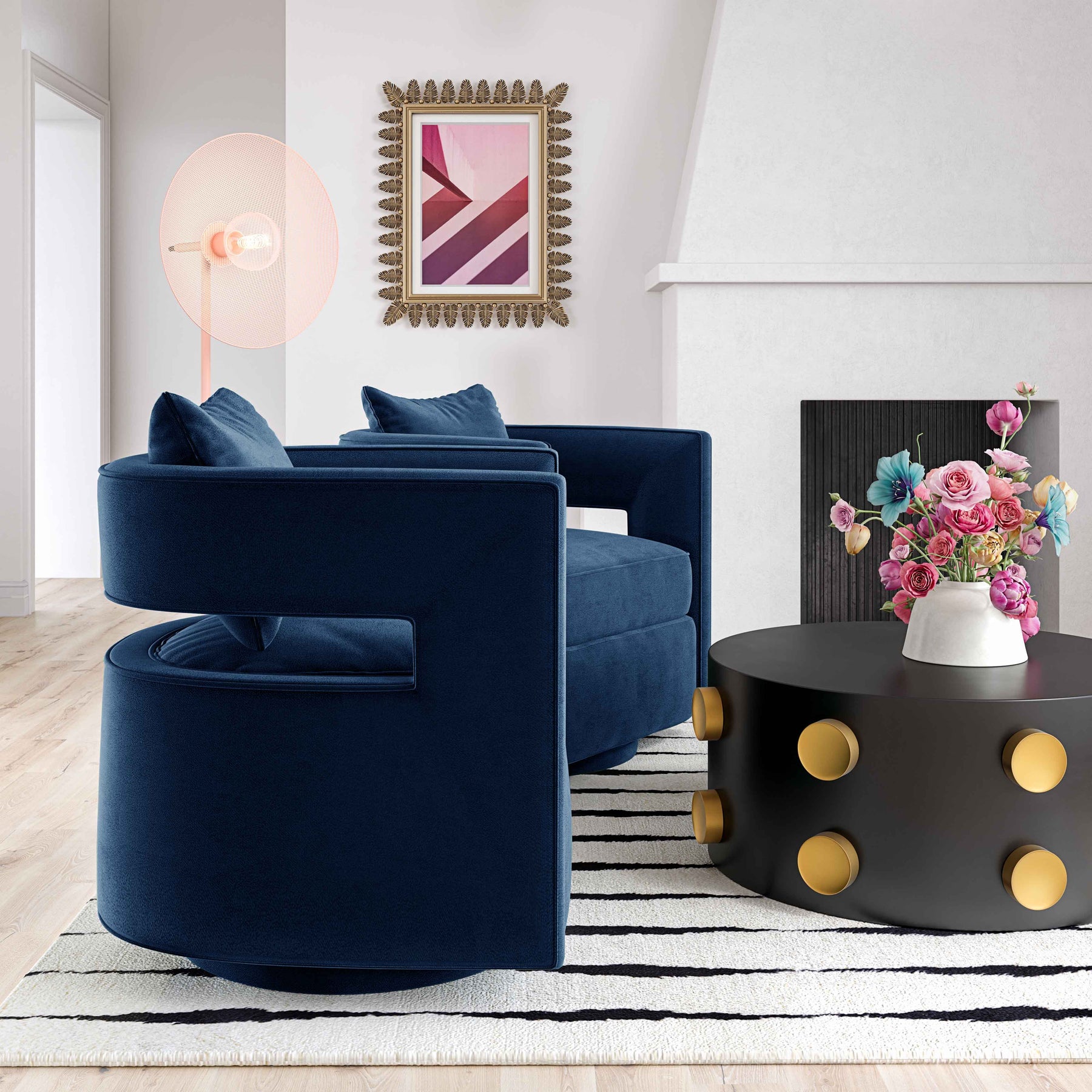 Kennedy Performance Velvet Swivel Accent Chair