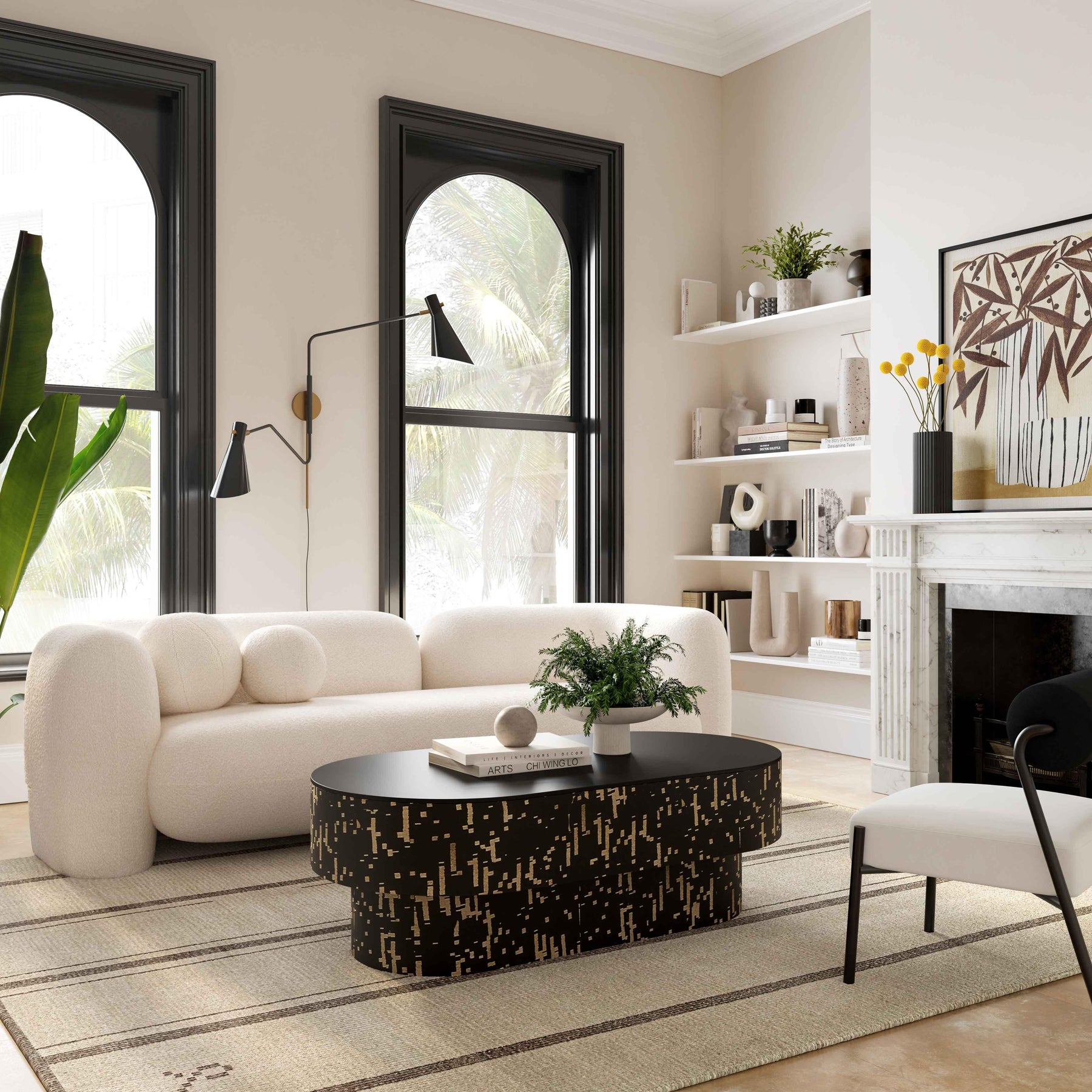 Amelie 91" Contract-Grade Faux Fur Sofa