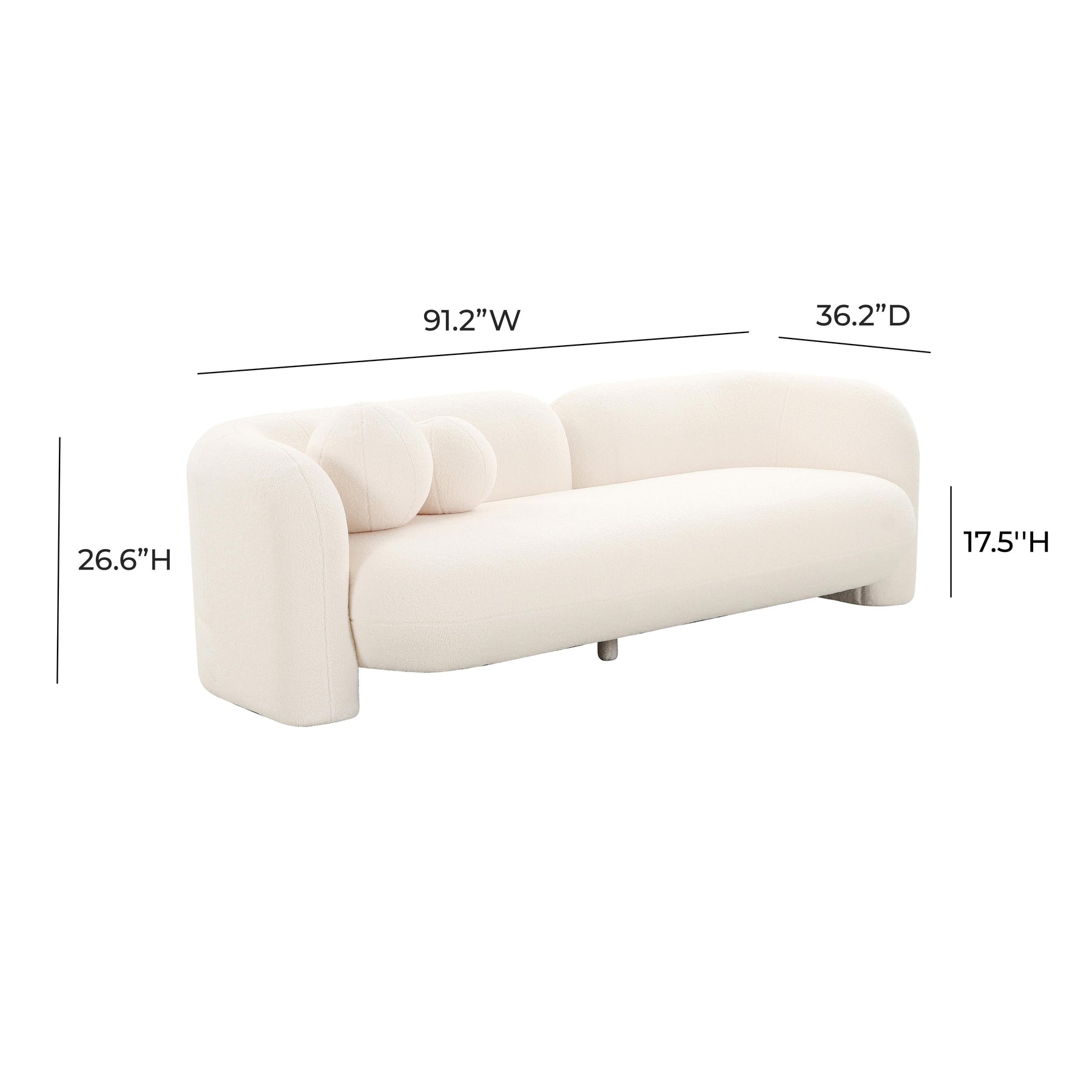 Amelie 91" Contract-Grade Faux Fur Sofa