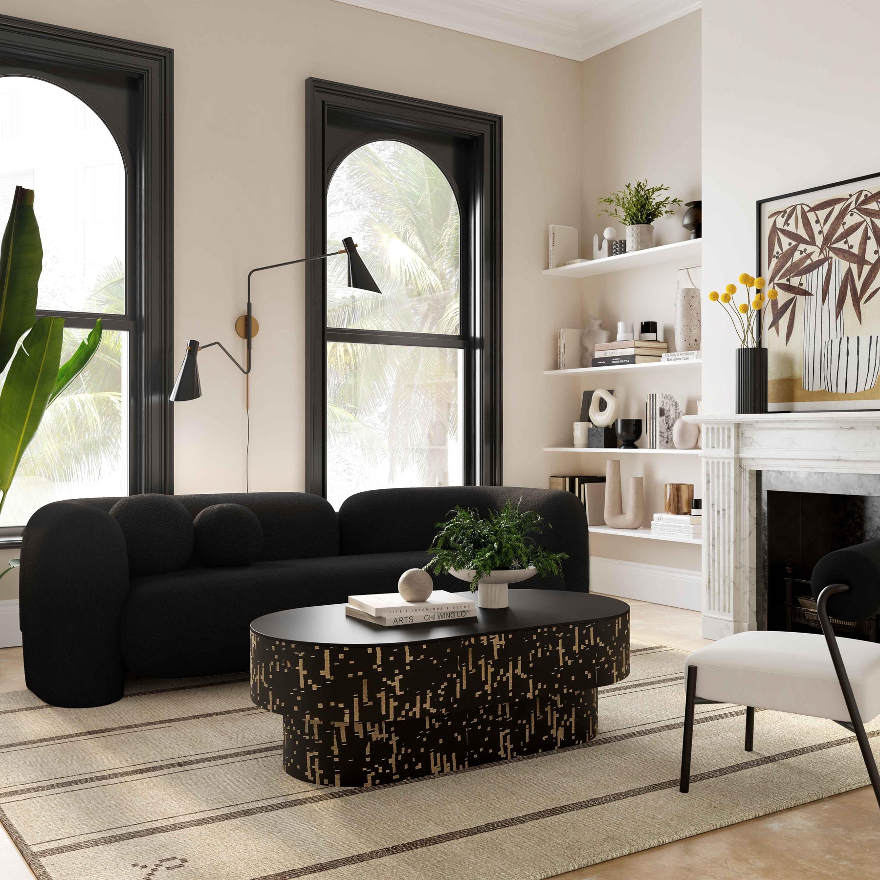 Amelie 91" Contract-Grade Faux Fur Sofa