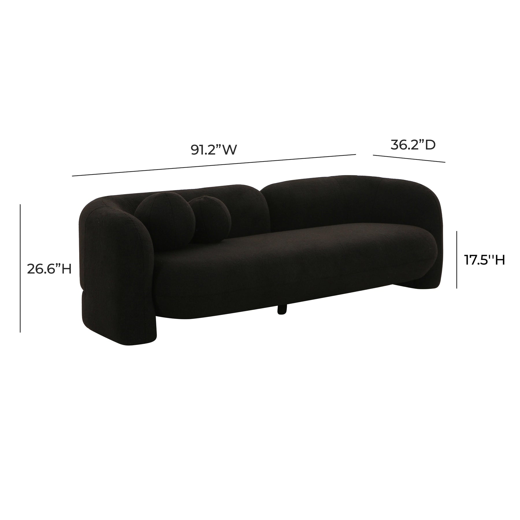 Amelie 91" Contract-Grade Faux Fur Sofa