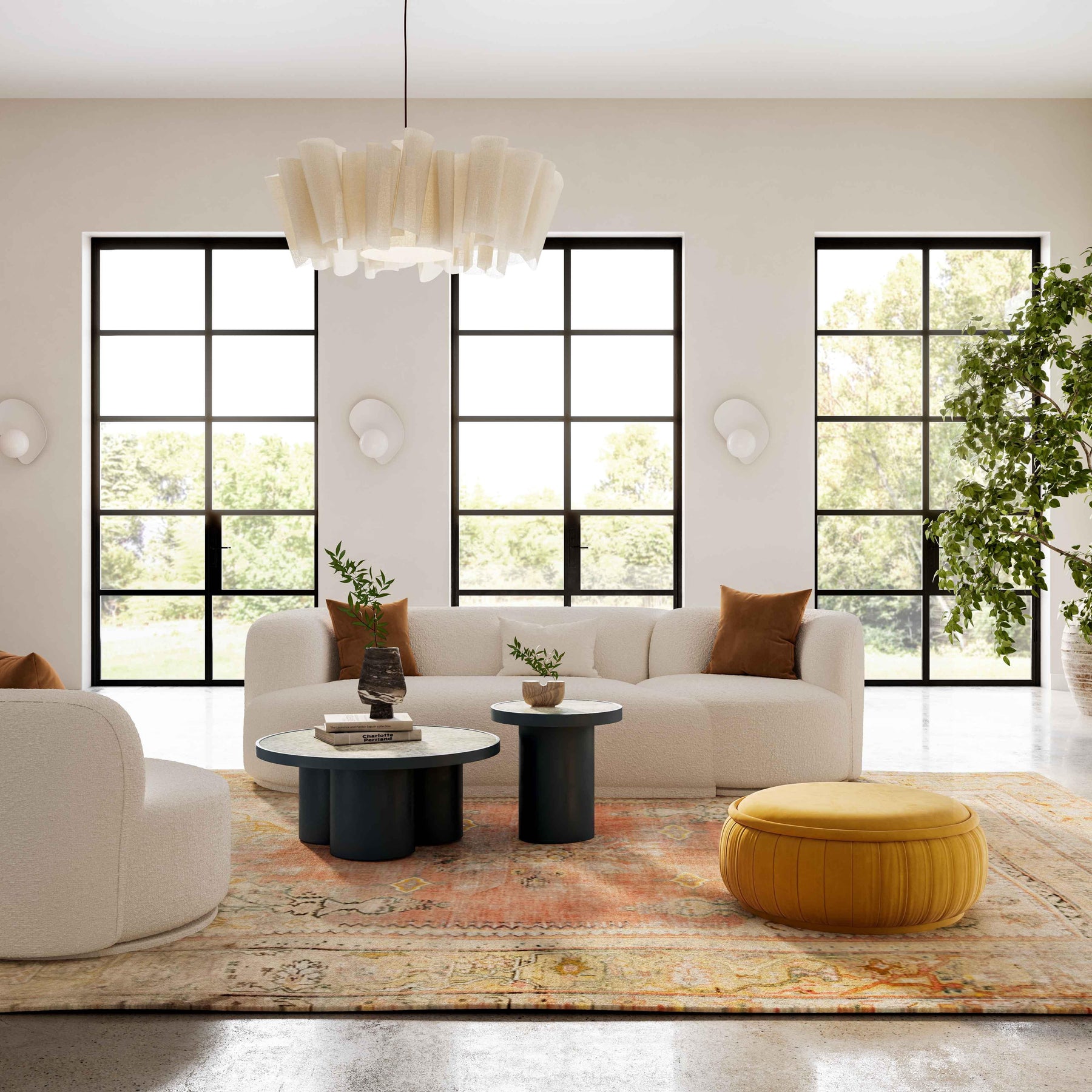 Fickle Cream Performance Boucle 2-Piece Modular Sofa