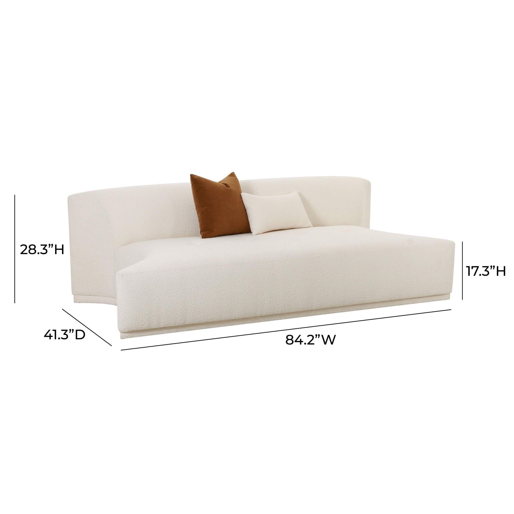 Fickle 84" Cream Performance Boucle Modular Armless Loveseat