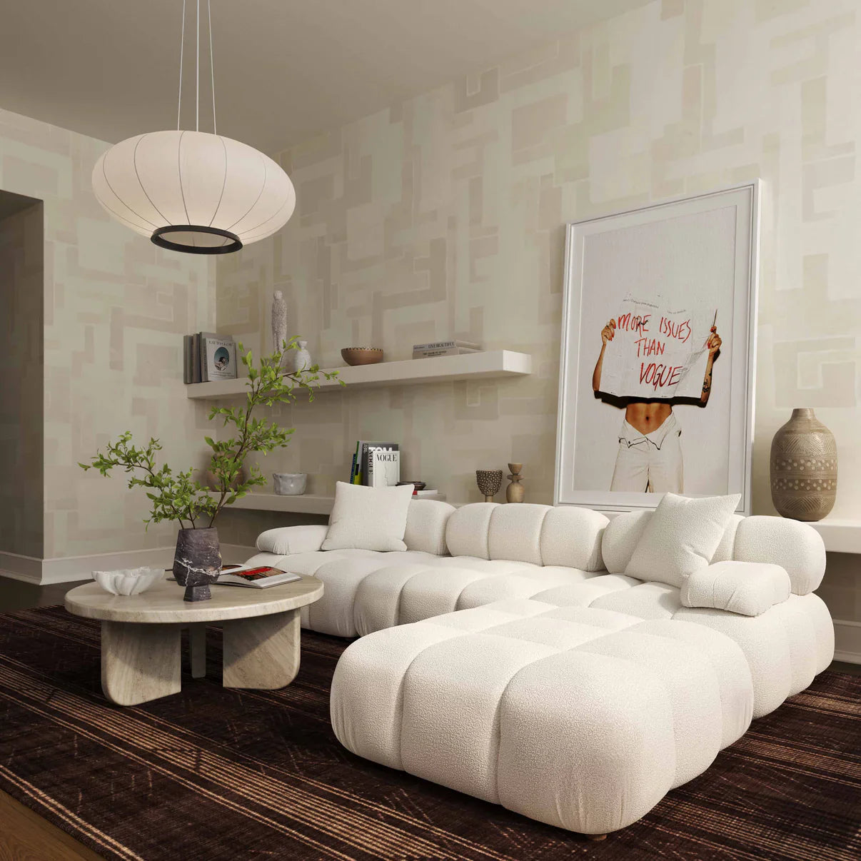 Calliope 4-Piece Performance Vegan Shearling Modular Sectional