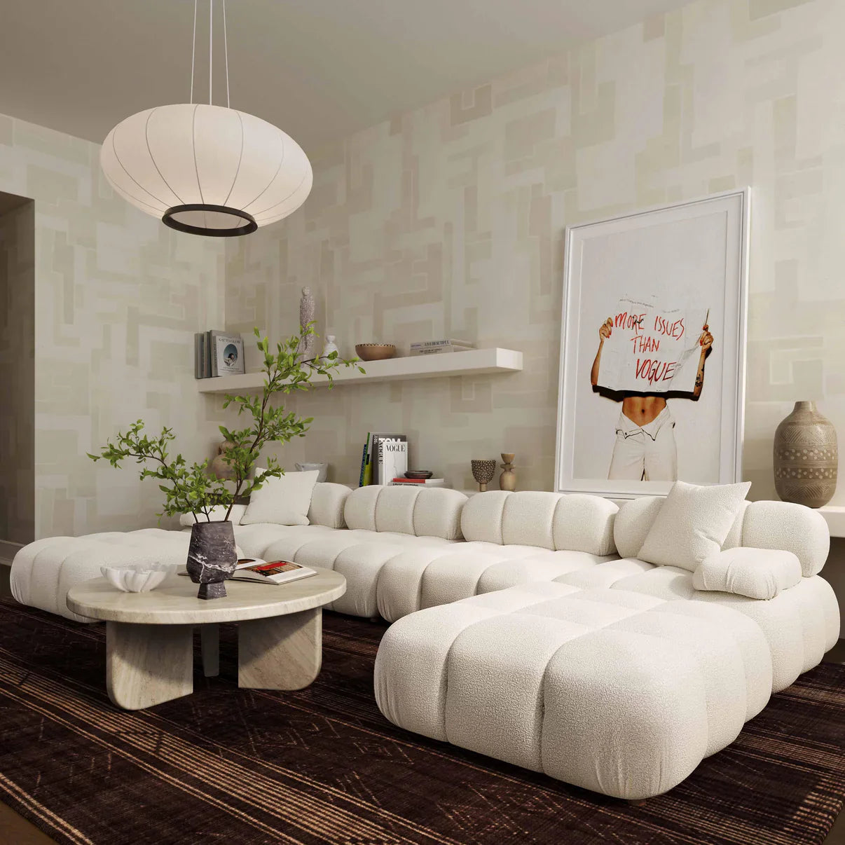 Luxury U-Shape Sectional Sofa in teddy| Calliope Collection