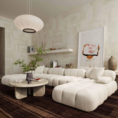 Luxury U-Shape Sectional Sofa in teddy| Calliope Collection