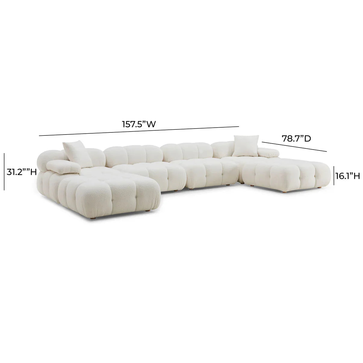 Luxury U-Shape Sectional Sofa in teddy| Calliope Collection