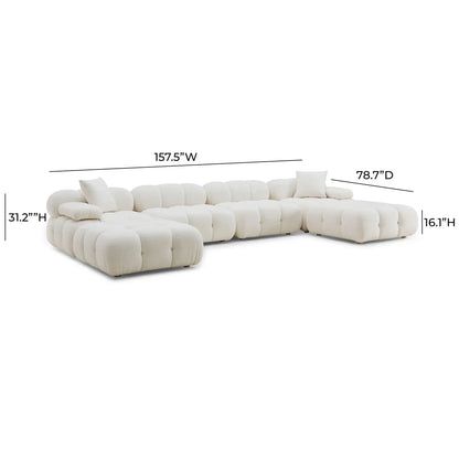 Luxury U-Shape Sectional Sofa in teddy| Calliope Collection