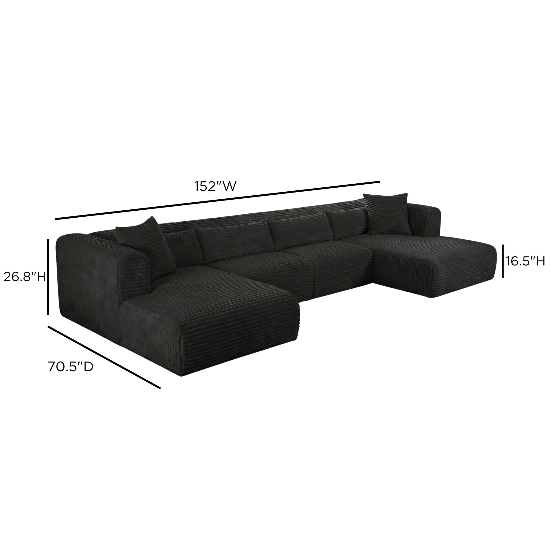 Tarra 4-Piece Fluffy Oversized Performance Corduroy Modular U-Sectional