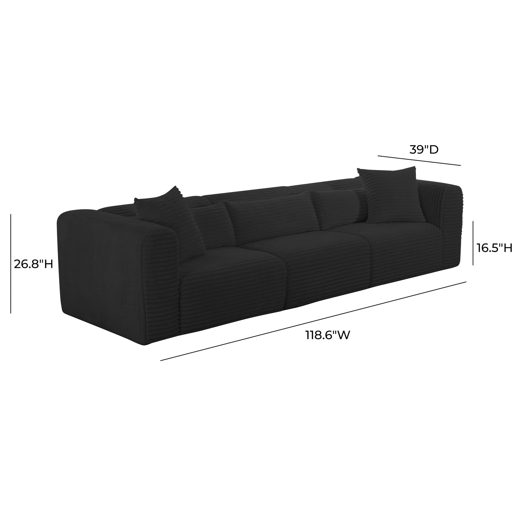 Tarra 118" Fluffy Oversized Performance Corduroy Modular Sofa