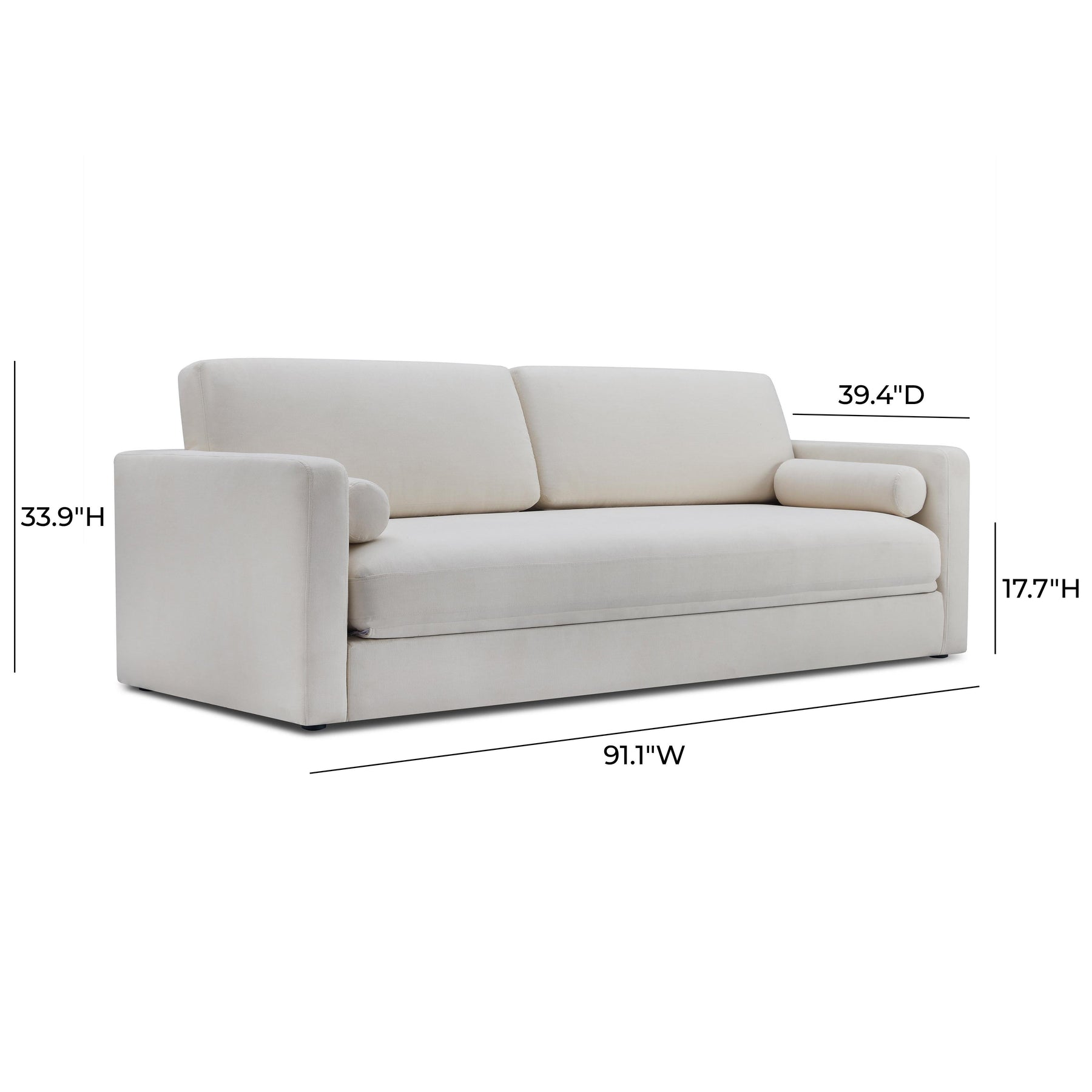 Ryan 91" Cream Upcycled Performance Linen Sleeper Sofa