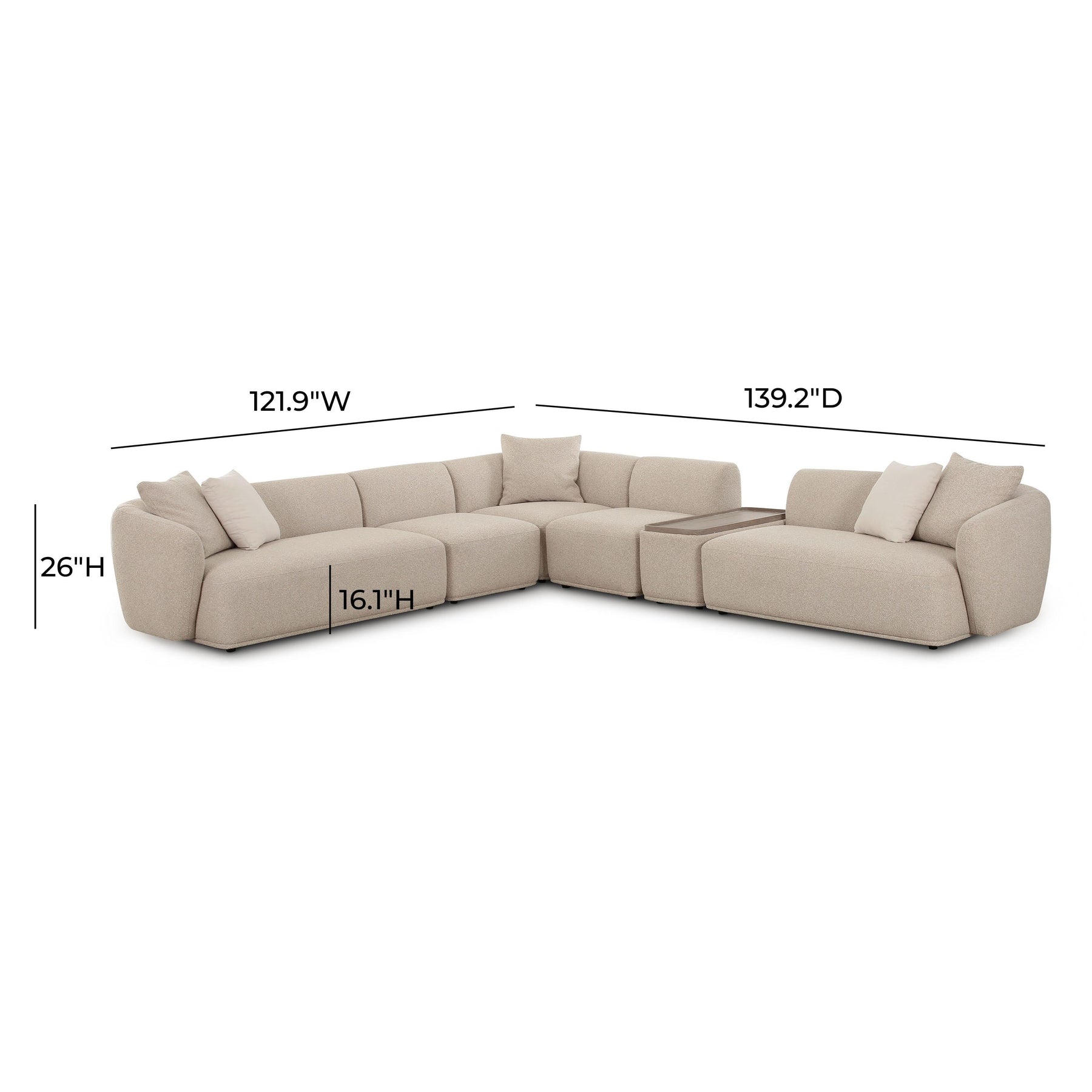 Sylvie 6-Piece Cream Performance Boucle Large Sectional