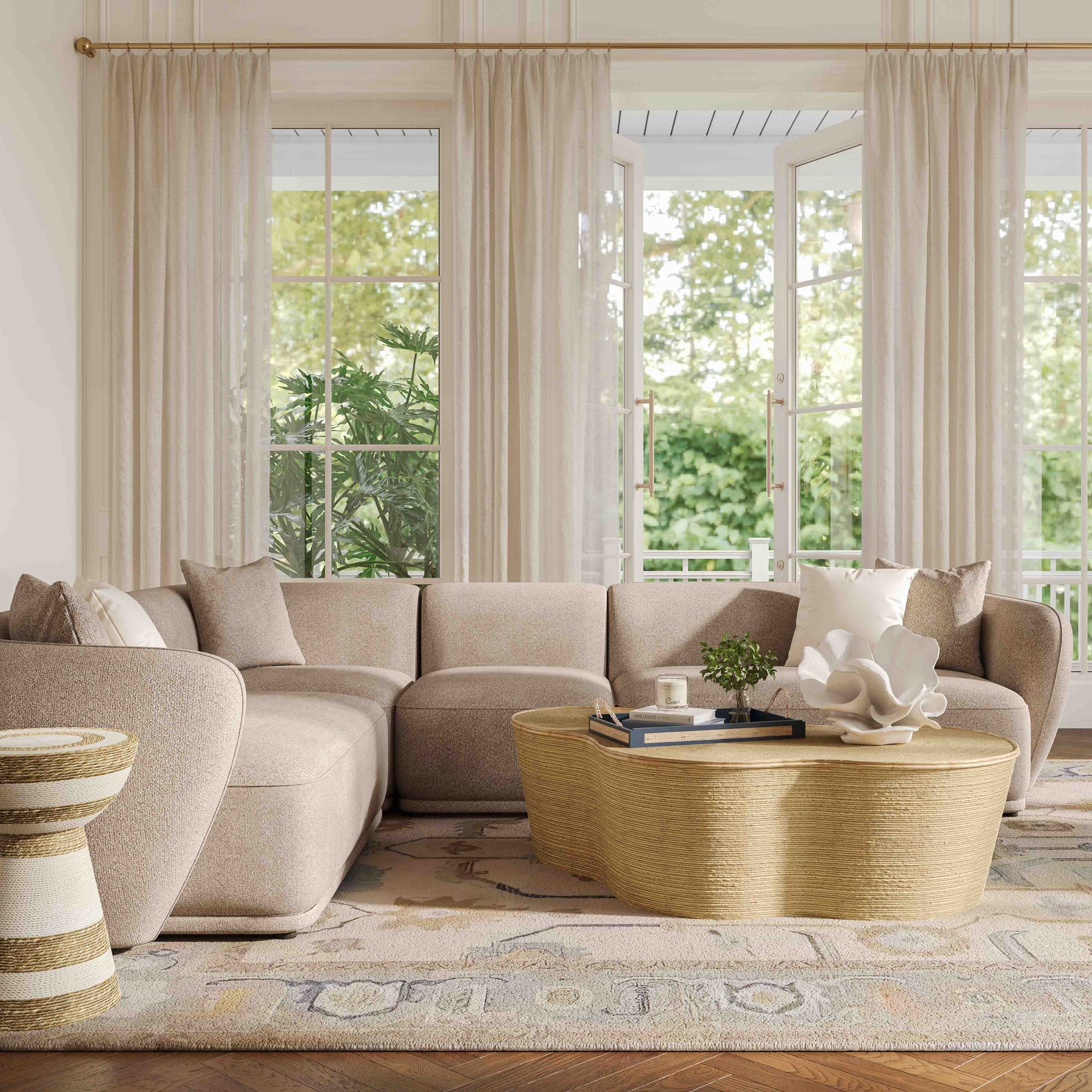 Sylvie 4-Piece Cream Performance Boucle Sectional