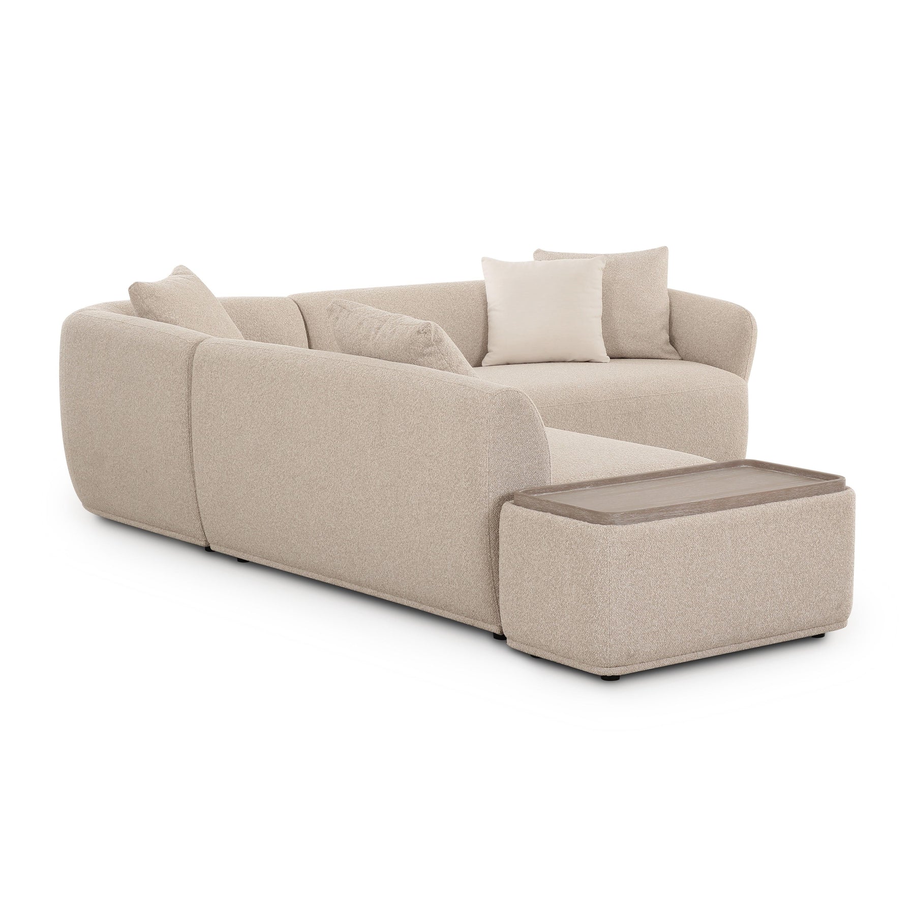 Sylvie 4-Piece Cream Performance Boucle Chaise Sectional