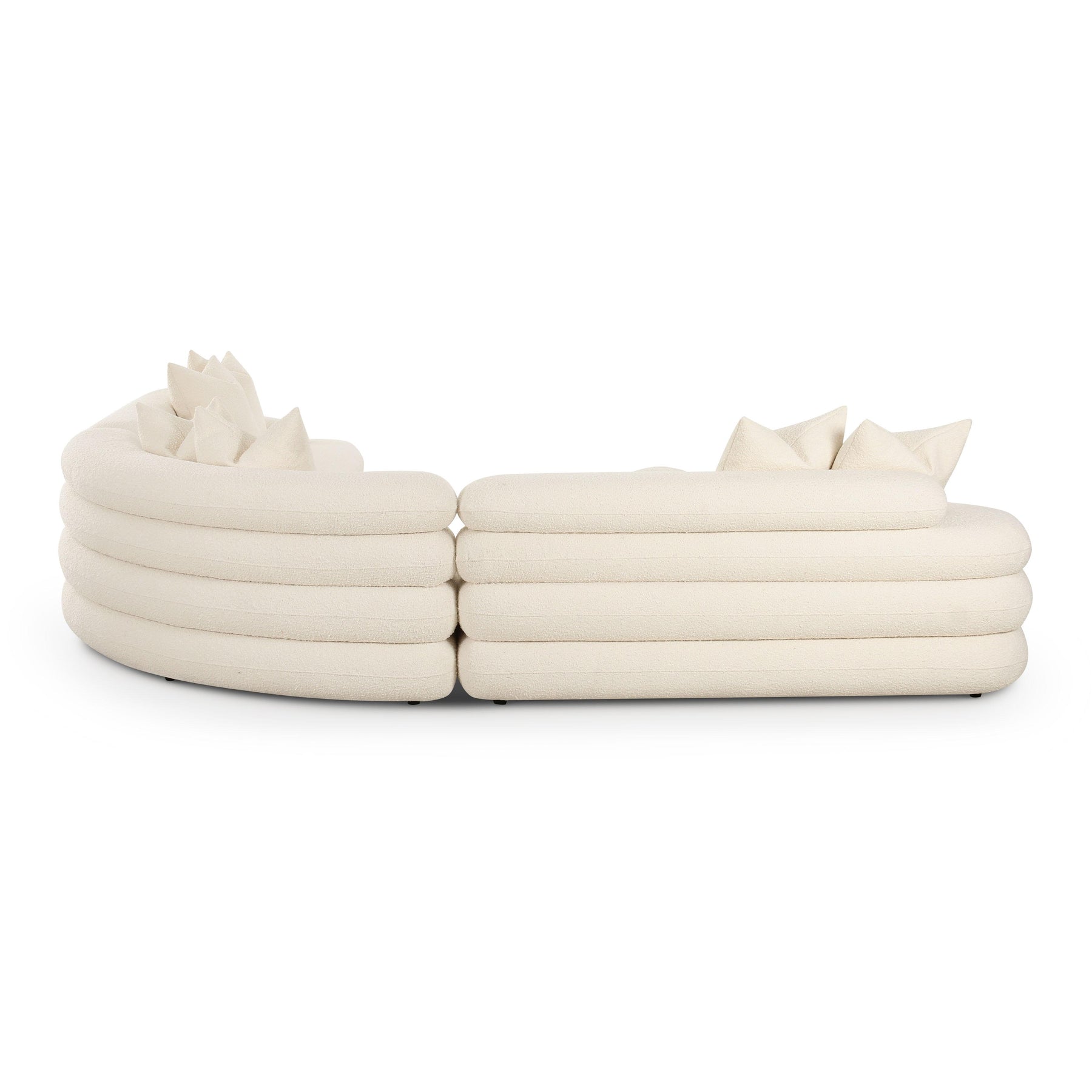 Lulu 3-Piece Cream Performance Boucle Modular Curved L-Sectional