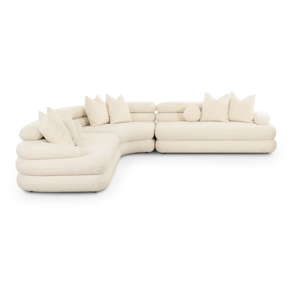 Lulu Curved L-Shape Sectional Sofa | Cream Bouclé