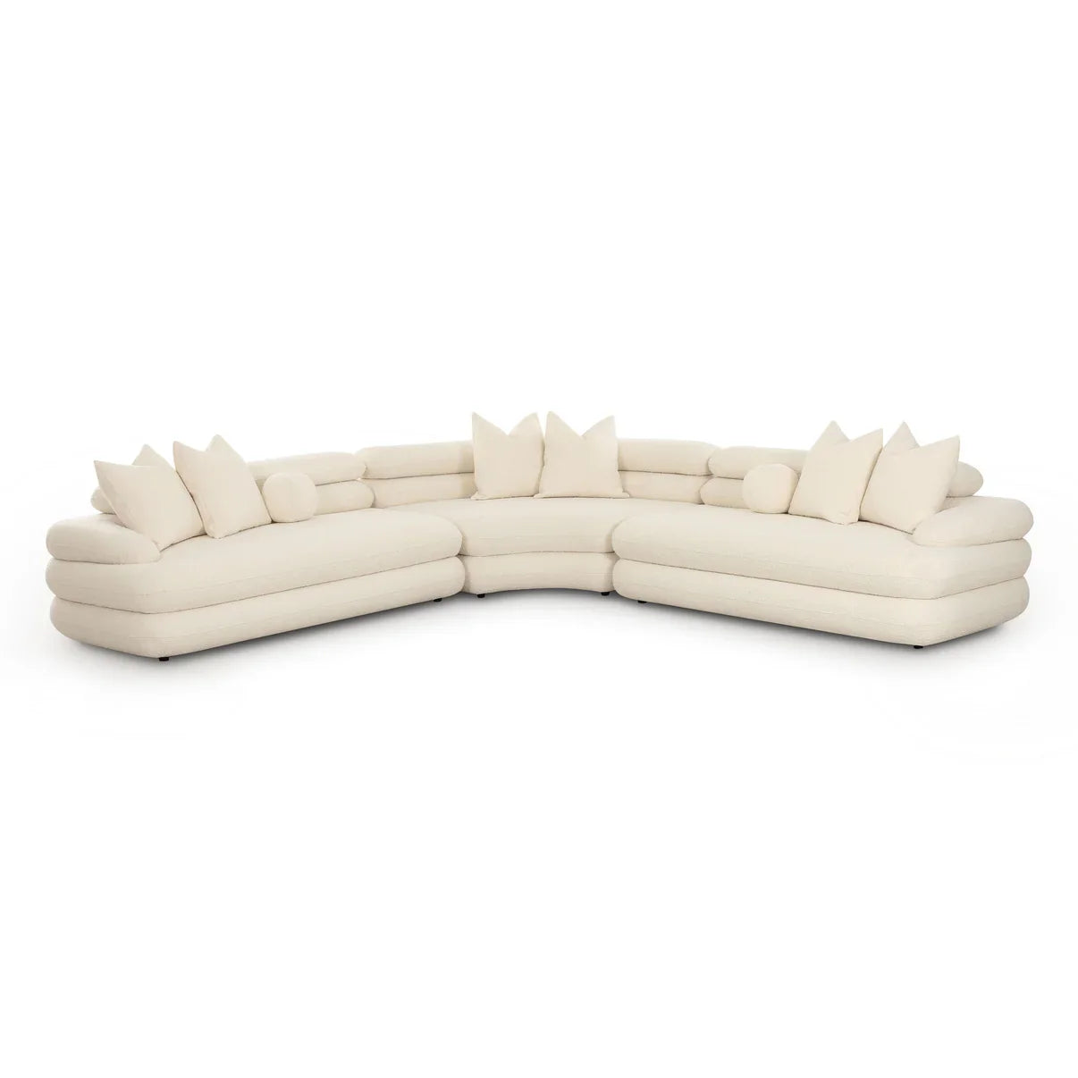 Lulu Curved L-Shape Sectional Sofa | Cream Bouclé