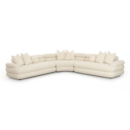 Lulu Curved L-Shape Sectional Sofa | Cream Bouclé