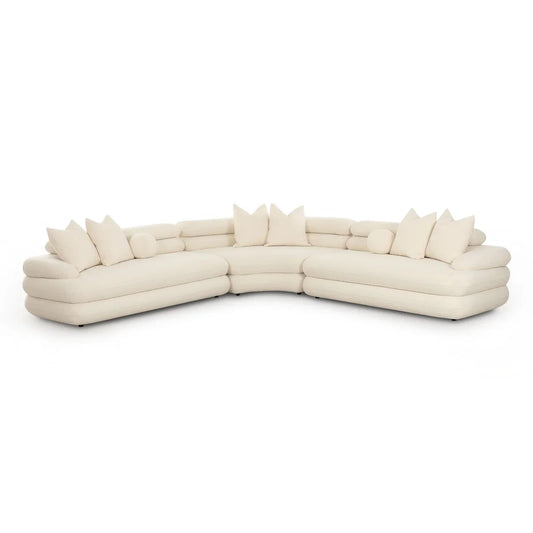 Lulu Curved L-Shape Sectional Sofa | Cream Bouclé