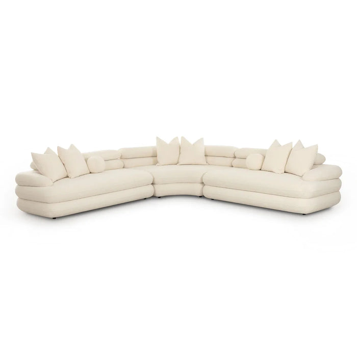 Lulu Curved L-Shape Sectional Sofa | Cream Bouclé