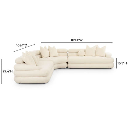 Lulu Curved L-Shape Sectional Sofa | Cream Bouclé