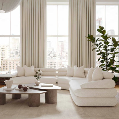 Lulu Curved L-Shape Sectional Sofa | Cream Bouclé