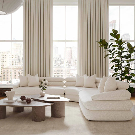 Lulu Curved L-Shape Sectional Sofa | Cream Bouclé
