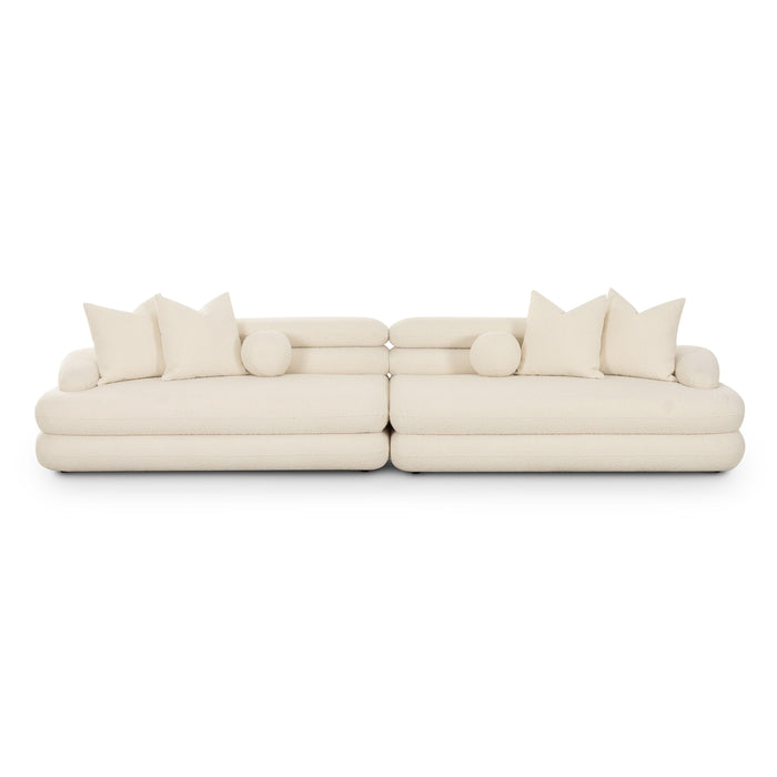 Lulu 141" Cream Performance Boucle Sofa