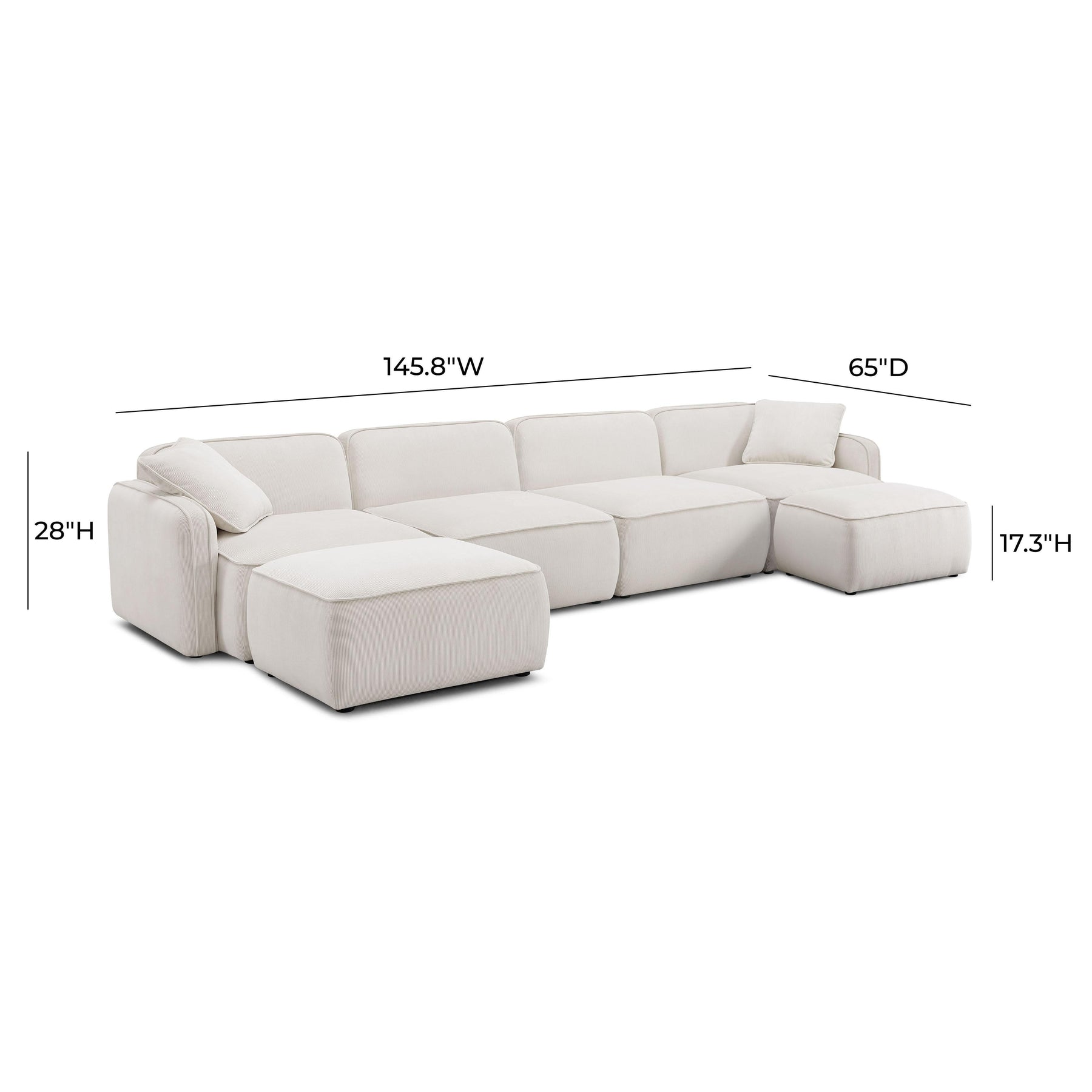 Travie 6-Piece Performance Corduroy Velvet  Modular U-Sectional