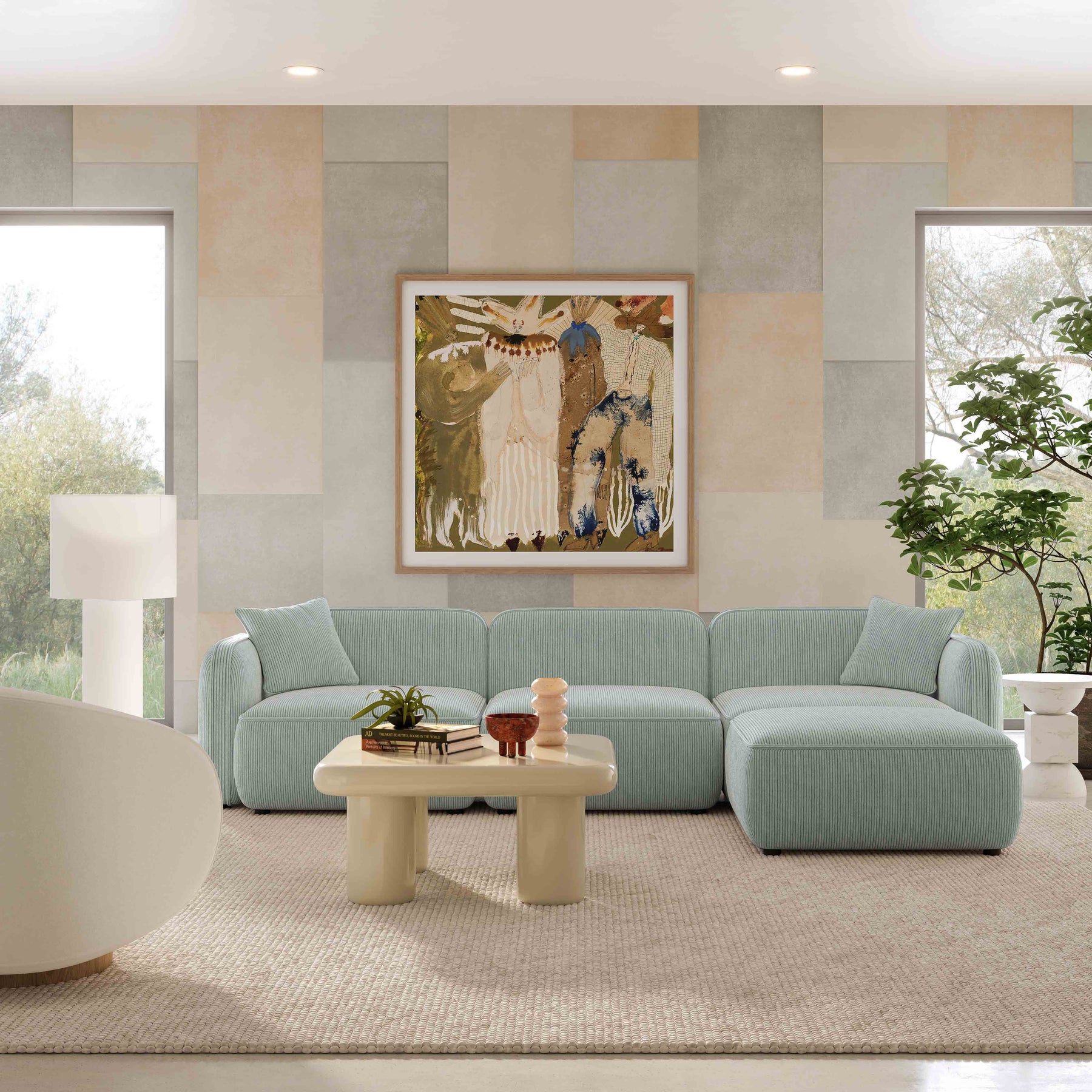 Travie 4-Piece Performance Corduroy Velvet Modular Sectional