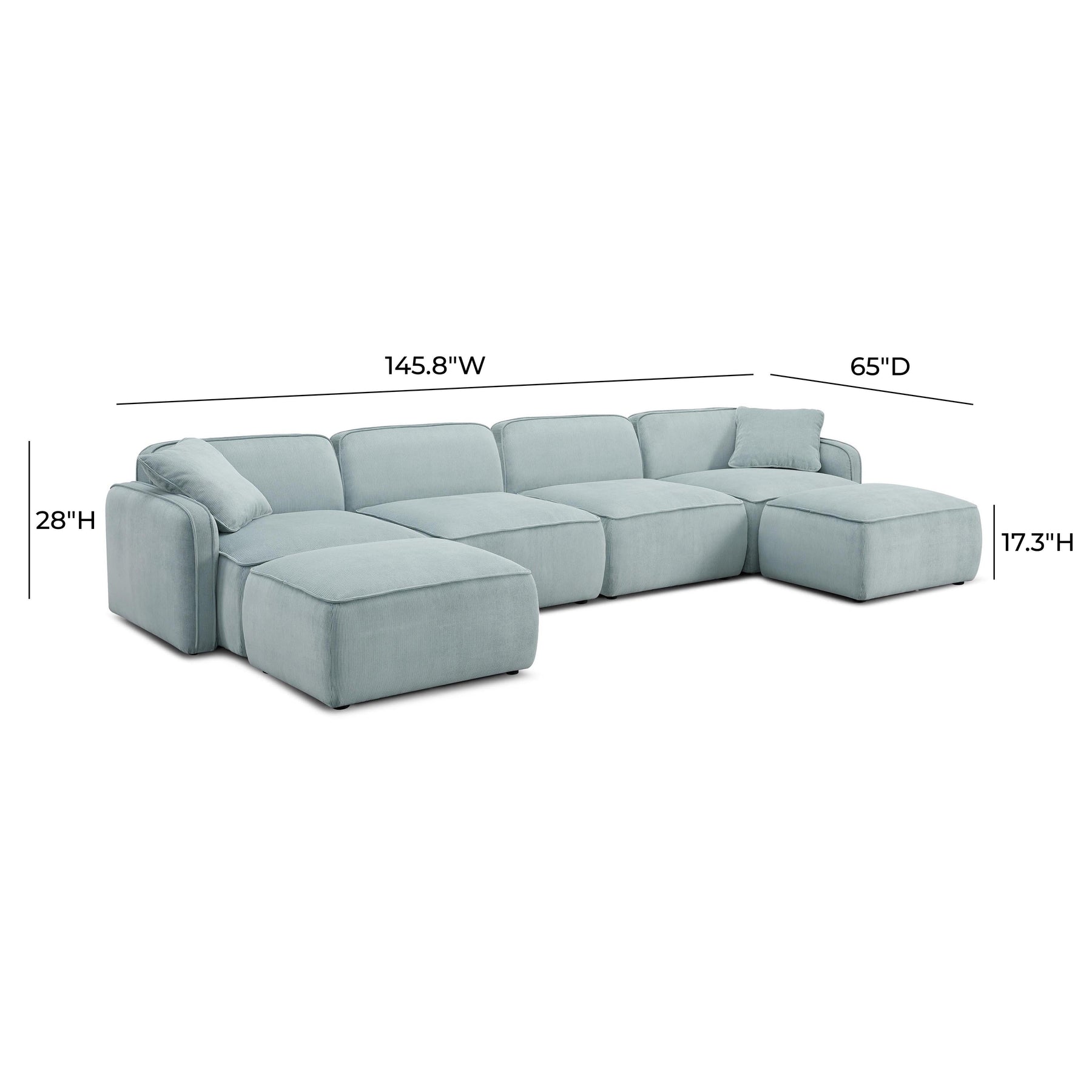 Travie 6-Piece Performance Corduroy Velvet  Modular U-Sectional