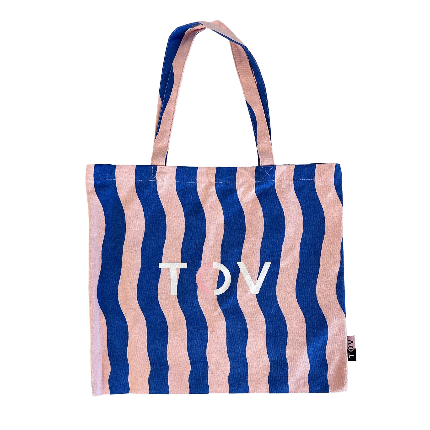 Don't Be Boring Pink and Blue Striped Tote Bag