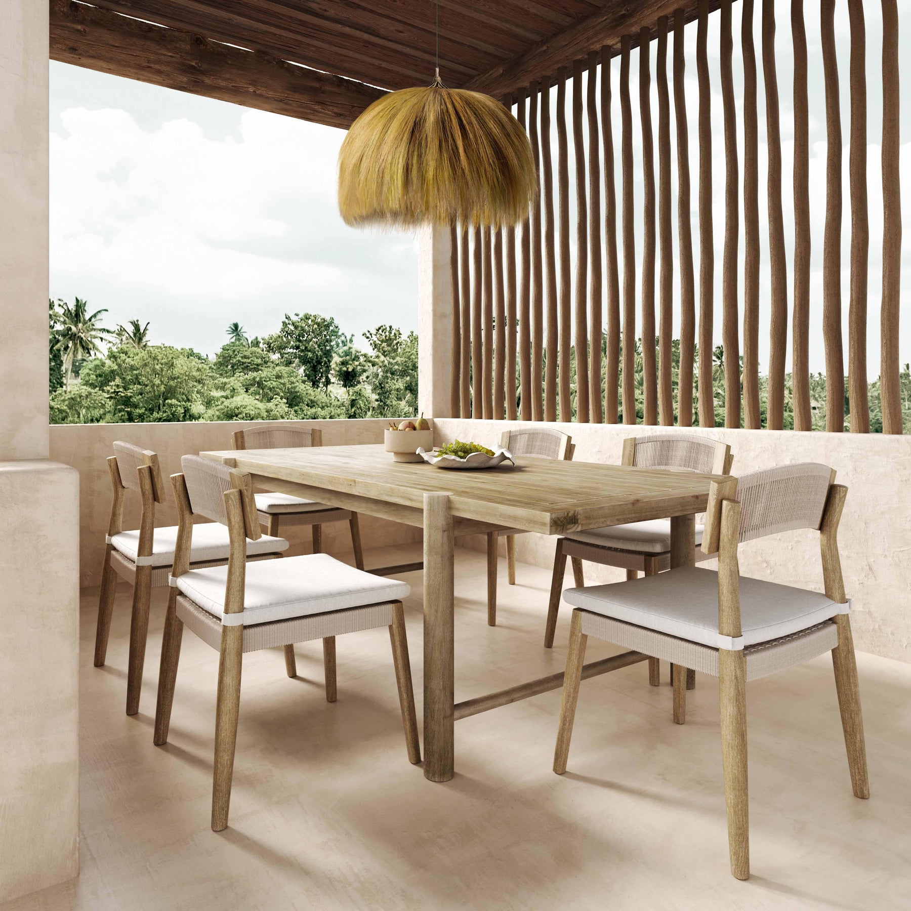 Gata 87" Light Teak Outdoor Rectangular Dining Table