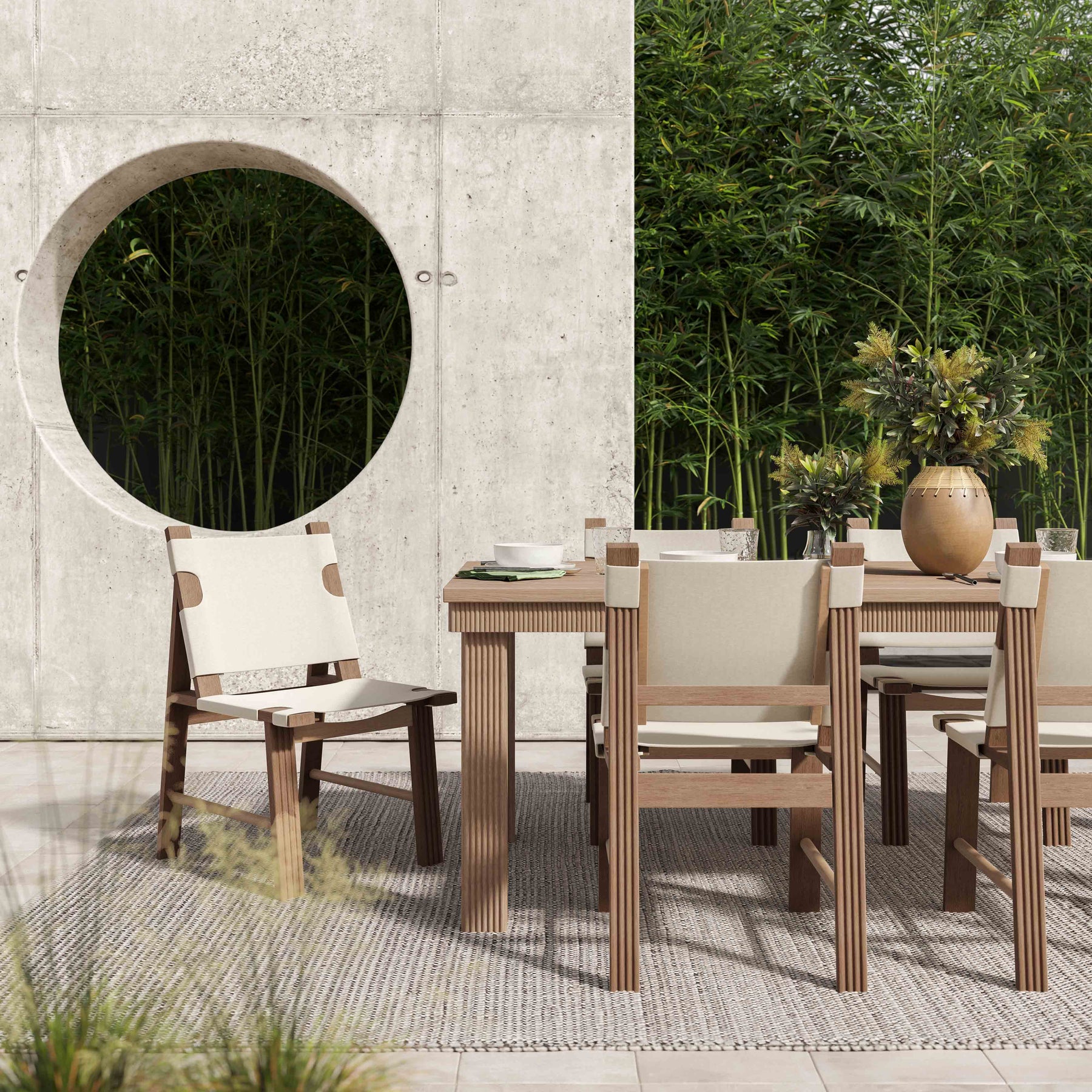 Cassie Natural Outdoor Rectangular Dining Table (75"-108")