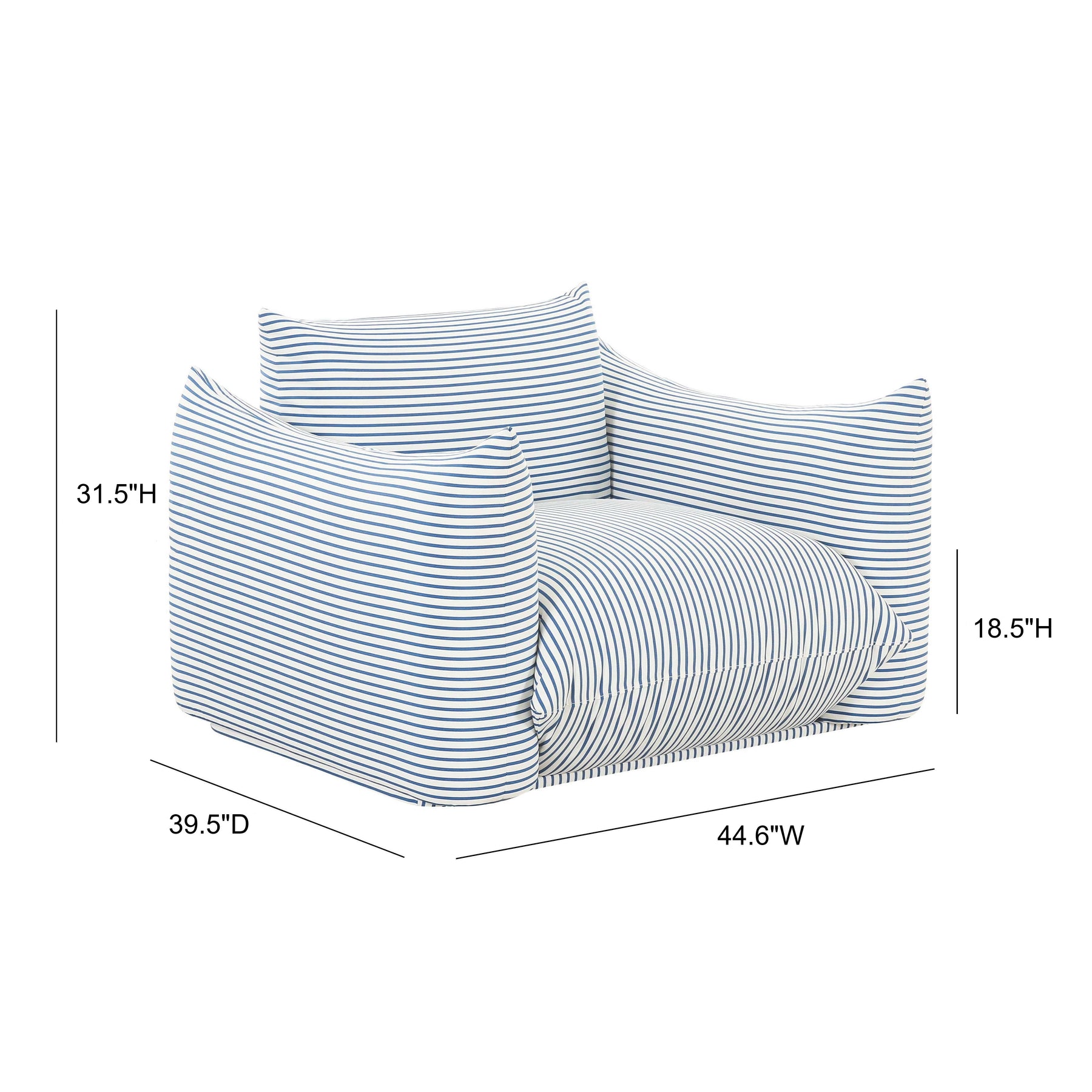 Saint Tropez Striped Stuffed Indoor/Outdoor Armchair